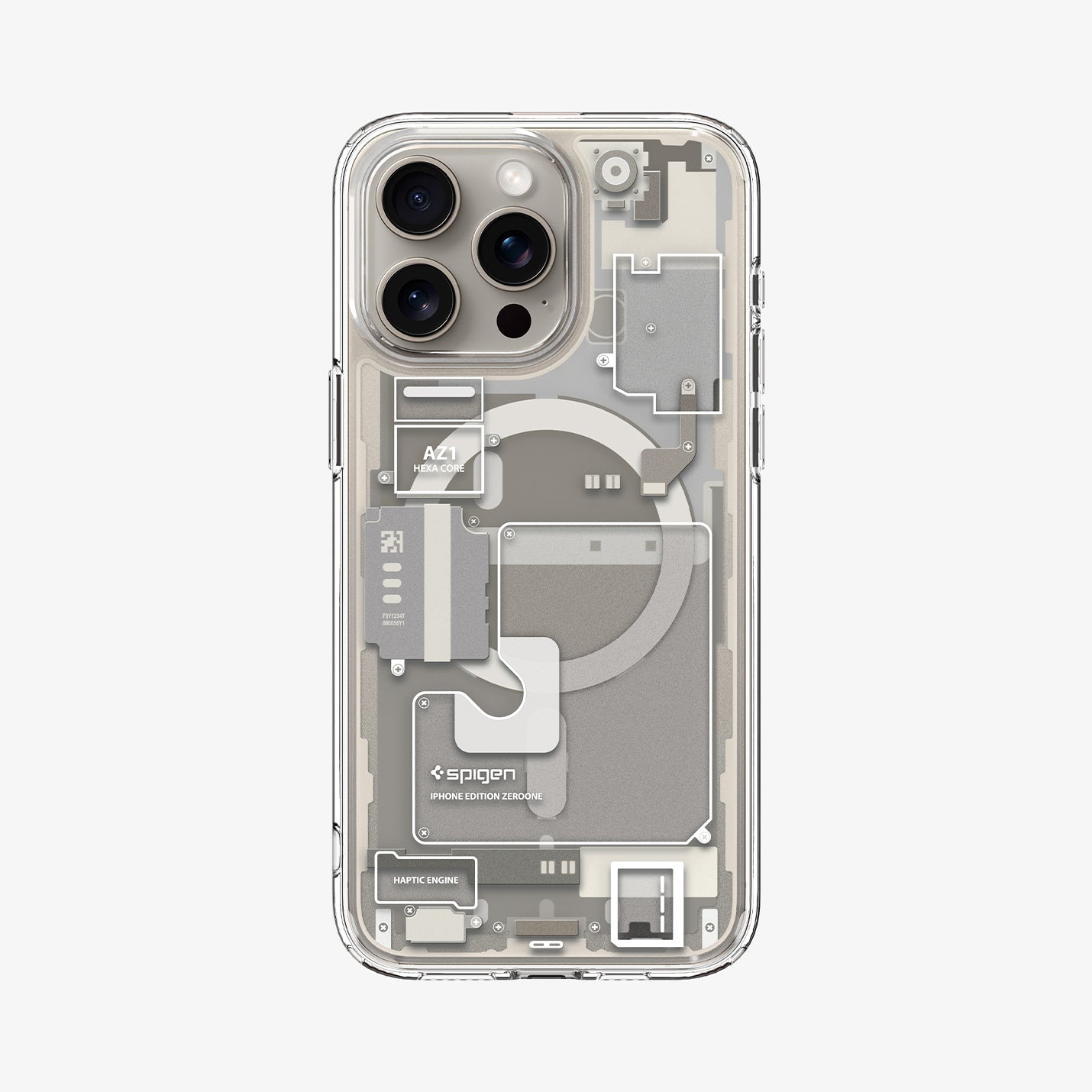 ACS07216 - iPhone 15 Pro Case Ultra Hybrid Zero One (MagFit) in Zero One Natural Titanium showing the back