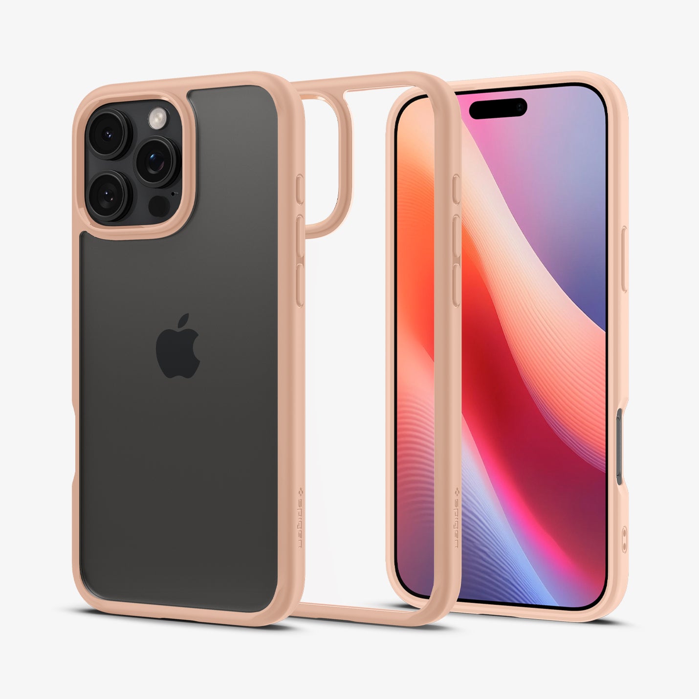 ACS08693 - iPhone 16 Pro Case Ultra Hybrid in Rose Titanium showing the back, partial sides, inner side and front