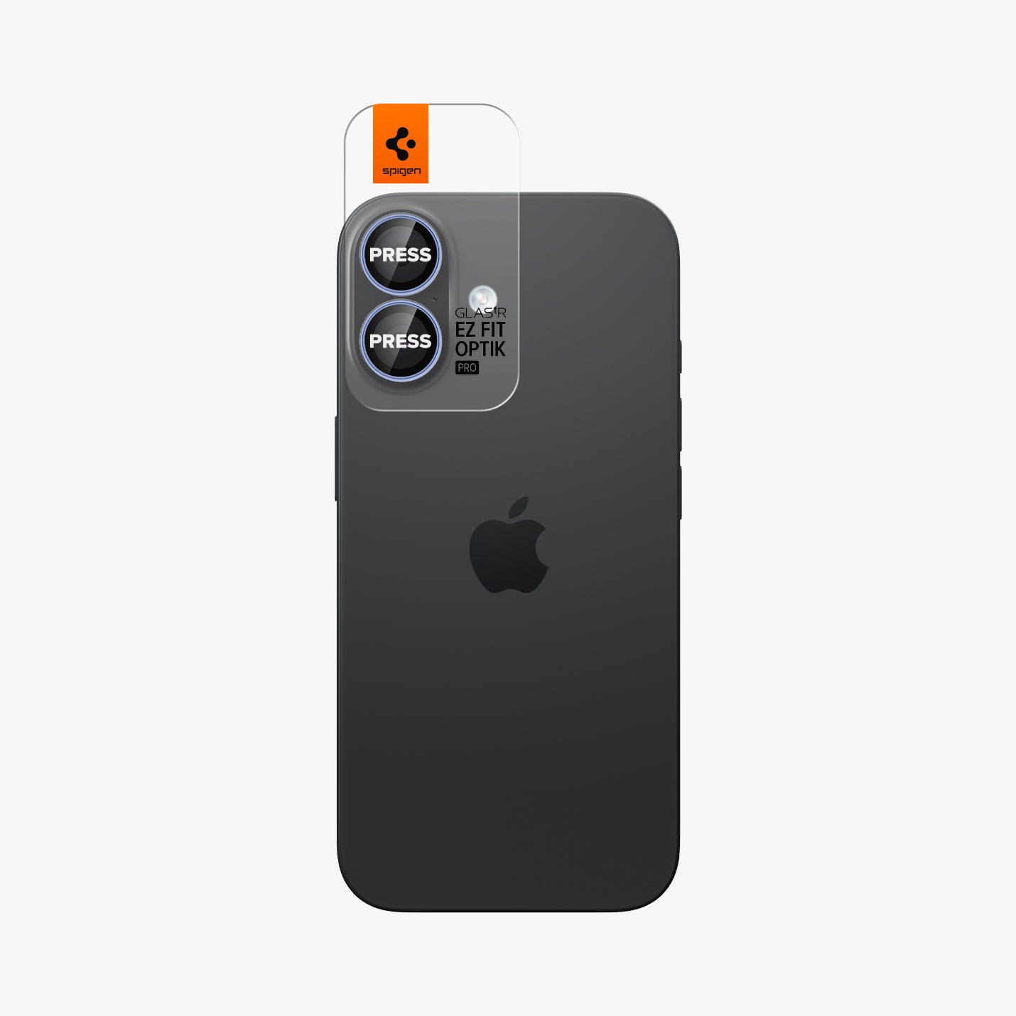 AGL10129 - iPhone 17 Optik Pro EZ Fit Lens Protector in blue showing the back with ez fit tray installed on lens