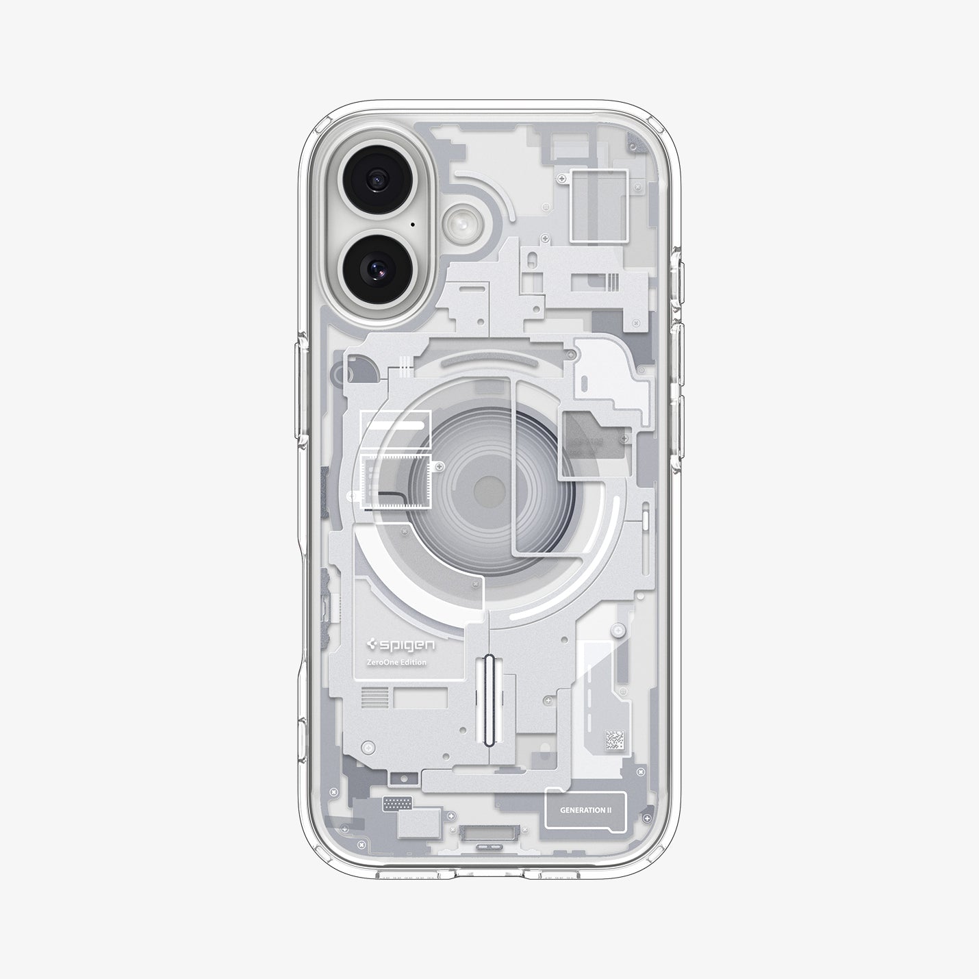 ACS10087 - iPhone 17 Ultra Hybrid Zero One (MagFit) in Zero One White showing the back