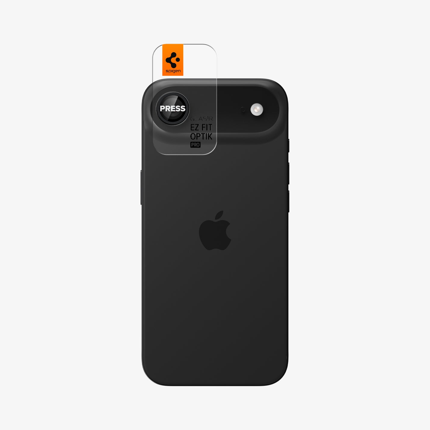 AGL09863 - iPhone 17 Air Optik Pro EZ Fit Lens Protector in gray showing the back with ez fit tray installed on lens