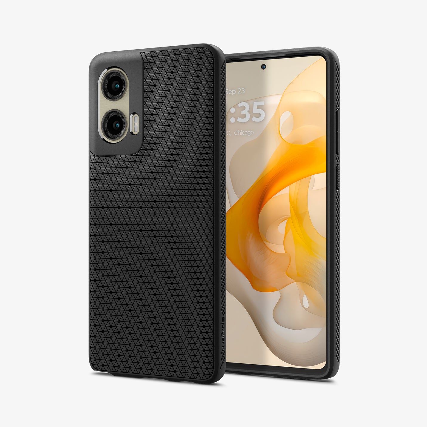 ACS08546 - Moto G Stylus 5G (2024) Case Liquid Air in Matte Black showing the back, partial side and front