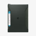 AFA08347 - Passport Holder in military green showing the front with plane ticket slightly sticking out of slot