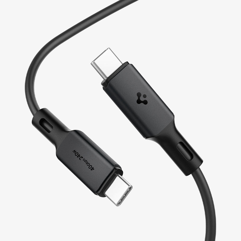 ACA06839 - ArcWire™ USB-C to USB-C Cable PB2202 in Black showing the 2 heads of a charger cable in 40Gbps/240W
