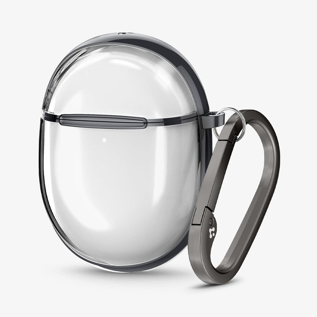 ACS05295 - Pixel Buds Pro 2 Case Ultra Hybrid in Charcoal showing the front, partial side with carabiner