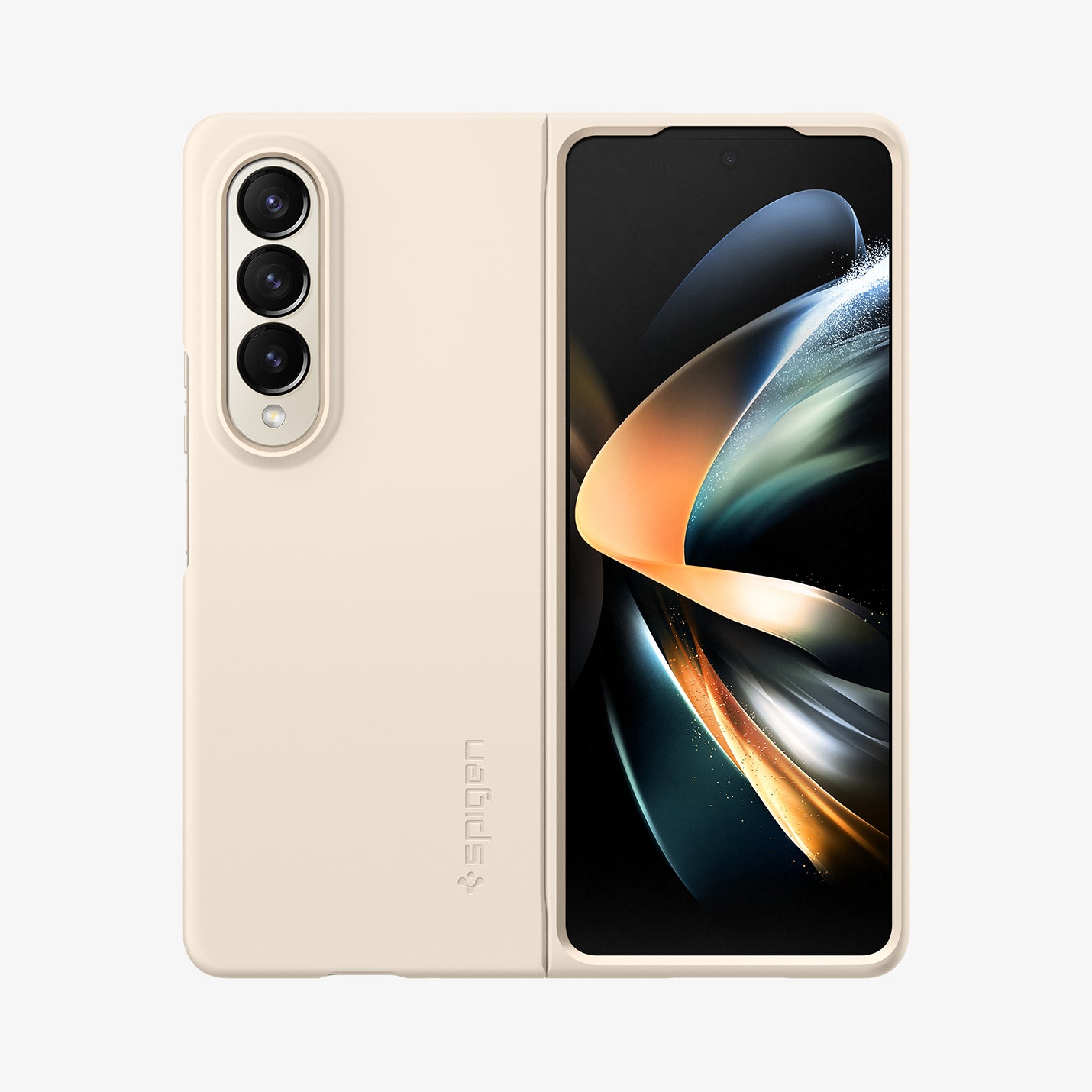 ACS05510 - Galaxy Z Fold 4 Case AirSkin in pearled ivory showing the back and front