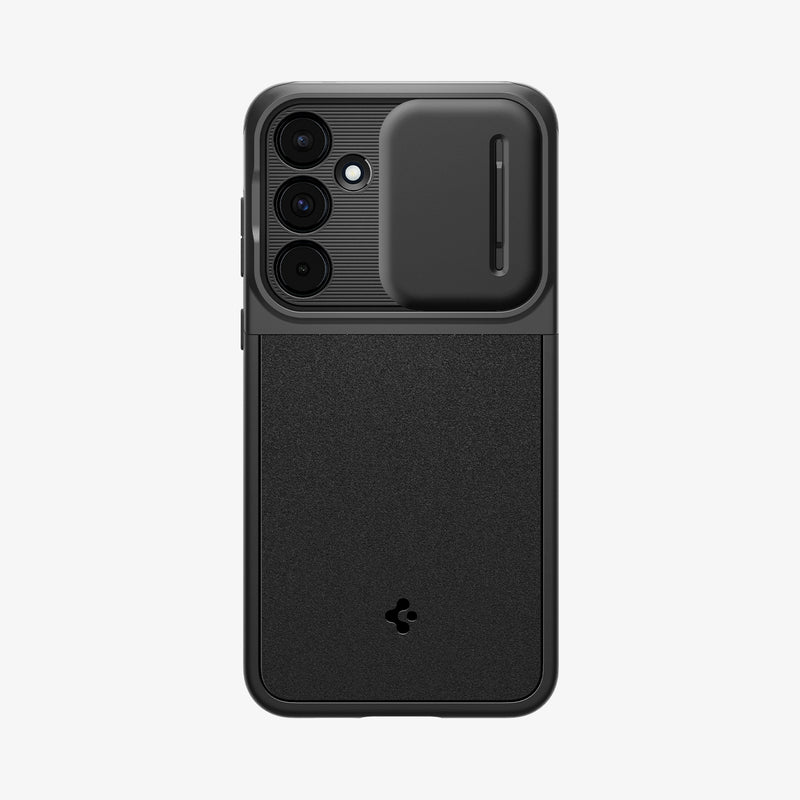 ACS07535 - Galaxy A55 5G Case Optik Armor in Black showing the back with camera slider open