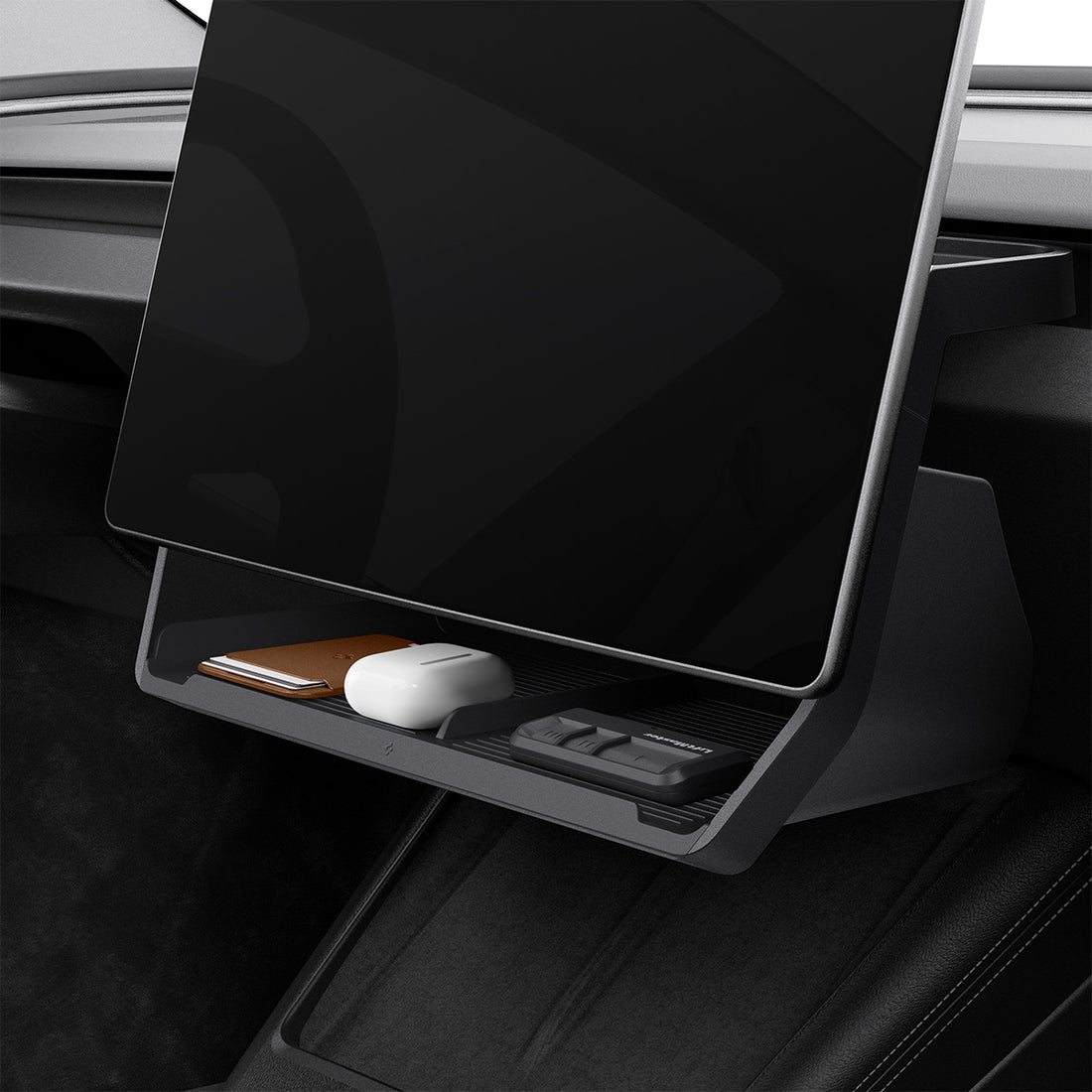 ACP08373 - Tesla Model 3 Highland Under Screen Organizer TO227H in Black showing the front