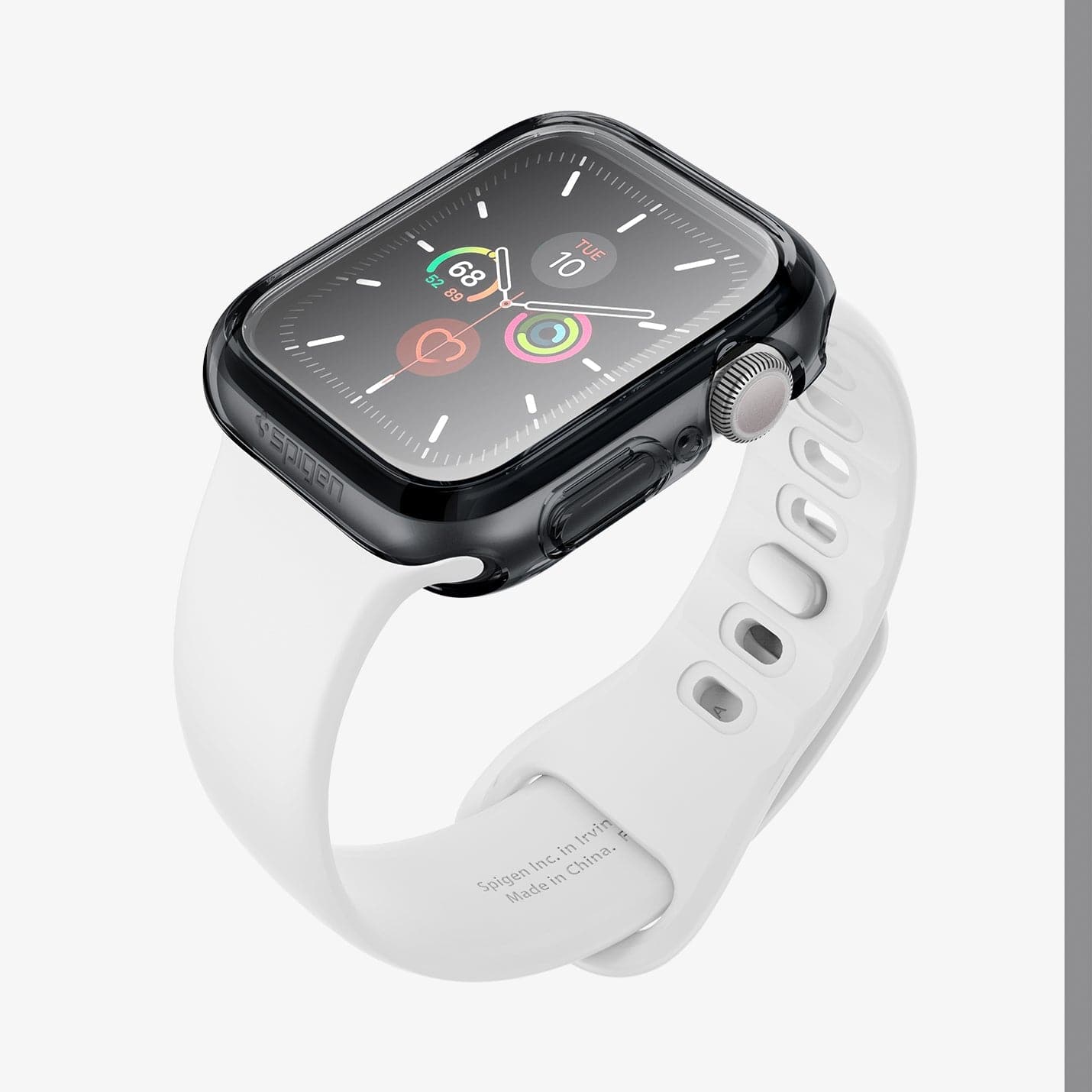 ACS01838 - Apple Watch Series (44mm) Case Ultra Hybrid in space crystal showing the front, side and inside of band