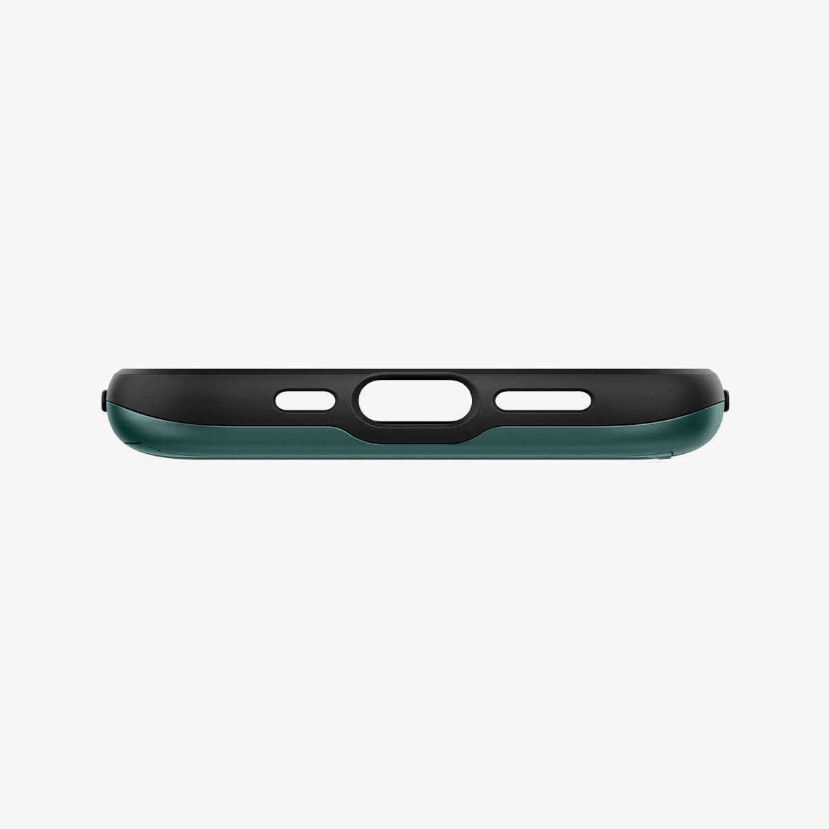 ACS04561 - iPhone 13 Pro Case Slim Armor CS in midnight green showing the bottom with precise cutouts