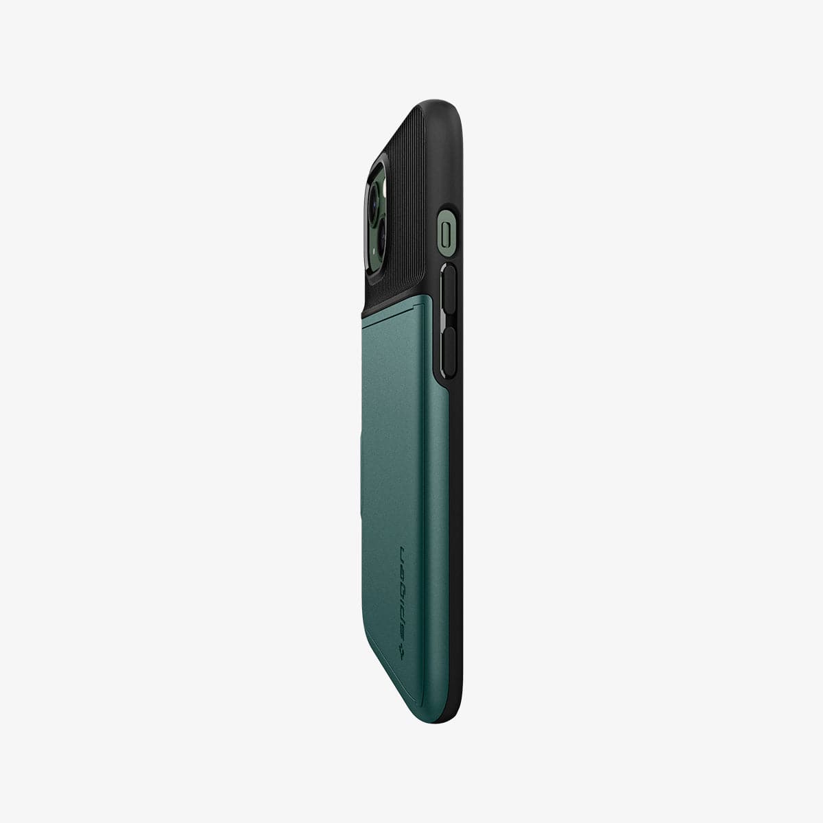 ACS04563 - iPhone 13 Case Slim Armor CS in midnight green showing the side and partial back