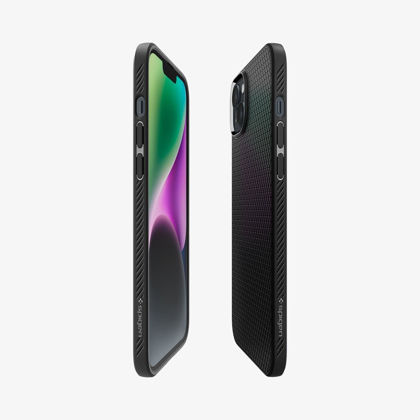 ACS04891 - iPhone 14 Plus Case Liquid Air in matte black showing the sides, partial back and front