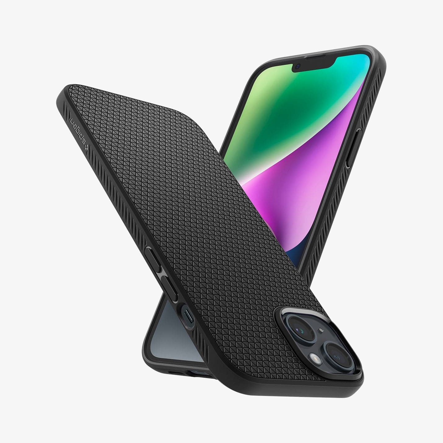 ACS04891 - iPhone 14 Plus Case Liquid Air in matte black showing the back, sides and front