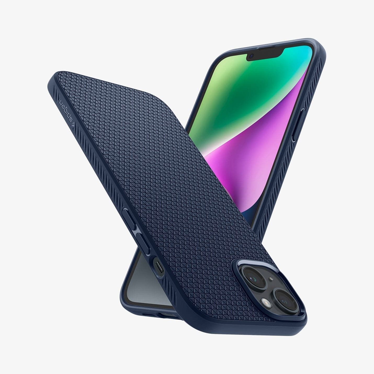 ACS05038 - iPhone 14 Case Liquid Air in navy blue showing the back, sides and front