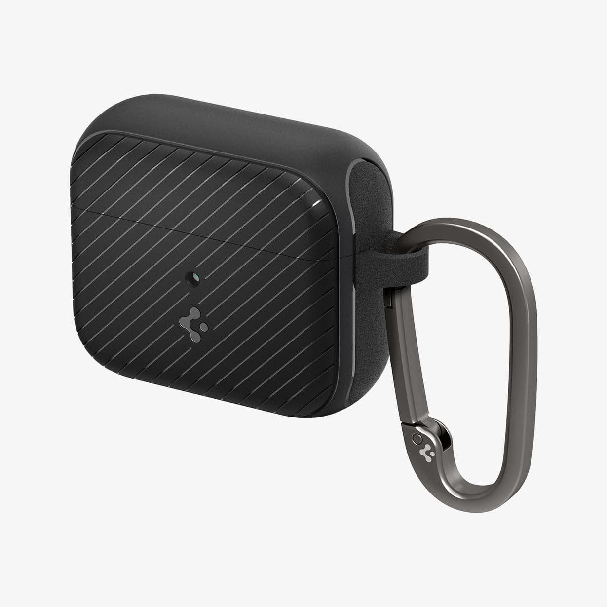 ACS03644 - Airpods 3 Mag Armor in black showing the front and side with carabiner