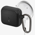 ACS03644 - Airpods 3 Mag Armor in black showing the front with magsafe charger hovering behind