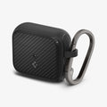 ACS03644 - Airpods 3 Mag Armor in black showing the front and partial side with carabiner