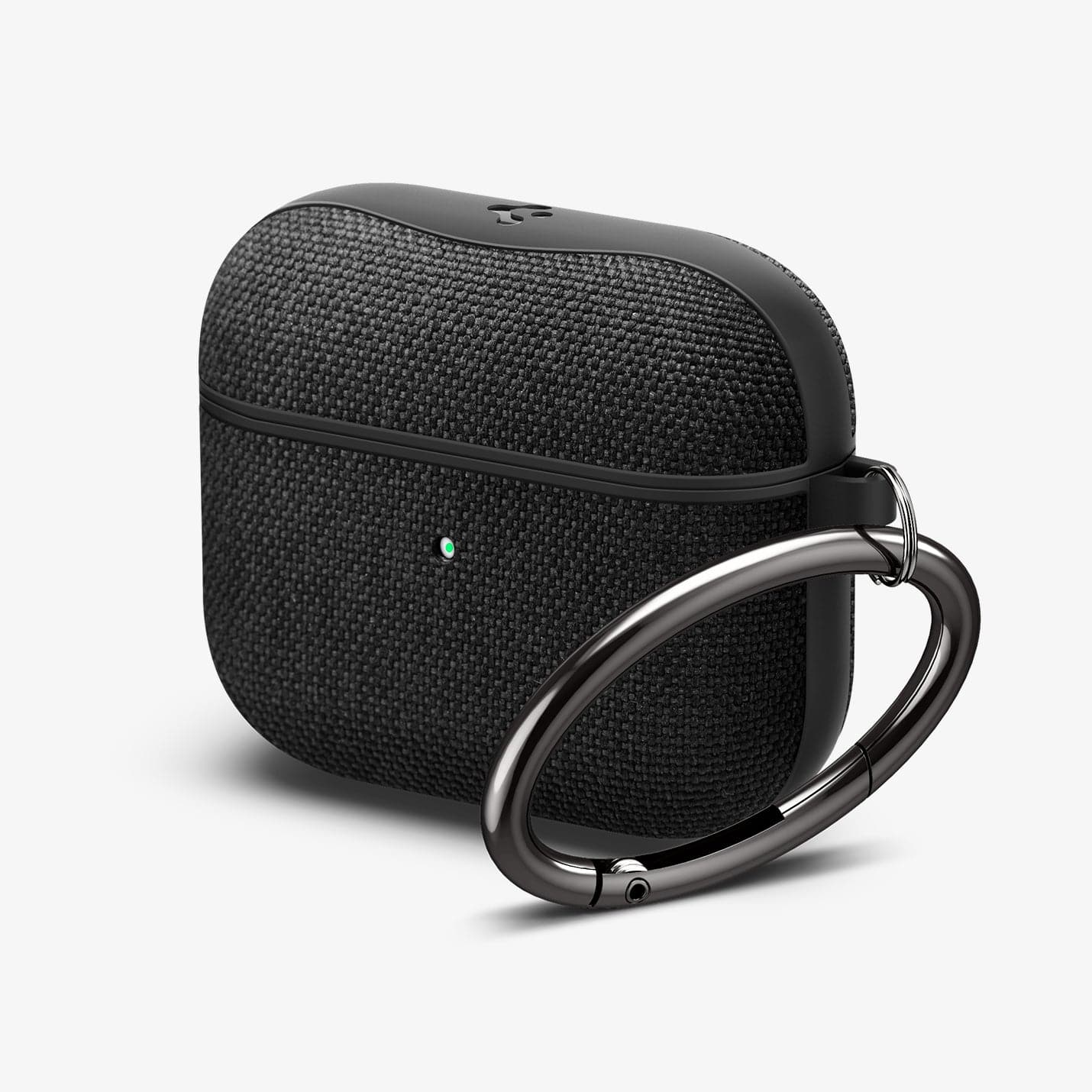ASD02111 - Apple AirPods 3 Case Urban Fit in black showing the front, partial side and carabiner