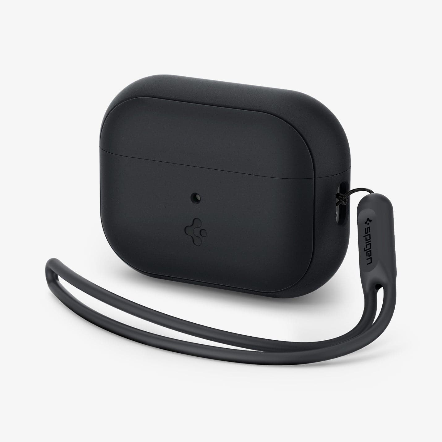 ACS05479 - Apple AirPods Pro 2 Case Silicone Fit + strap in black showing the front and side with strap