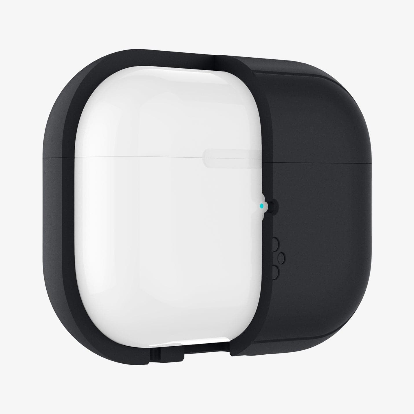 ACS05479 - Apple AirPods Pro 2 Case Silicone Fit + strap in black showing the front with case cut half open