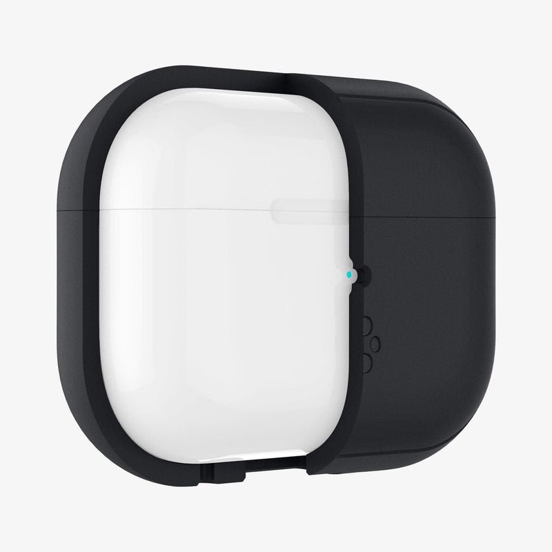 ACS05479 - Apple AirPods Pro 2 Case Silicone Fit + strap in black showing the front with case cut half open
