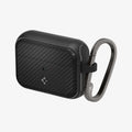 ACS03645 - Airpods Pro Mag Armor in black showing the front and carabiner