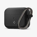 ACS03645 - Airpods Pro Mag Armor in black showing the front and carabiner