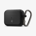 ACS03645 - Airpods Pro Mag Armor in black showing the front, partial side with carabiner