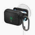 ACS03645 - Airpods Pro Mag Armor in black showing front, magnets, and magsafe charging stand