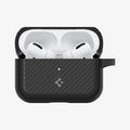 ACS03645 - Airpods Pro Mag Armor in black showing the front with top open and AirPods inside