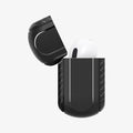 ACS03645 - Airpods Pro Mag Armor in black showing the side with top open and AirPods inside