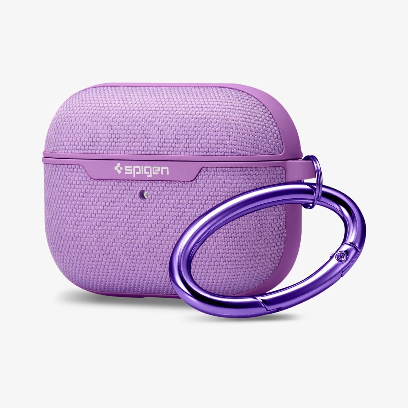 ASD00574 - Apple AirPods Pro Case Urban Fit in purple showing the front, side and carabiner