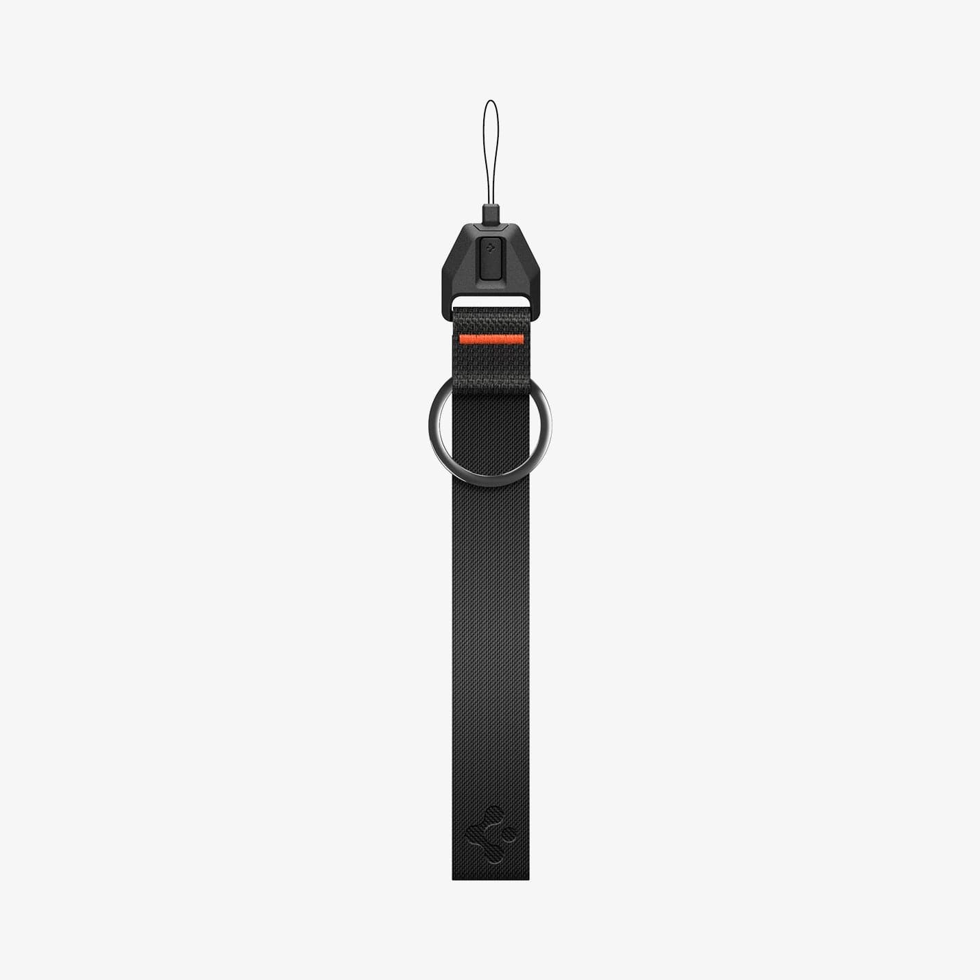 ASD05860 - AirPods Series Lanyard + Keychain in black showing the lanyard laid out flat