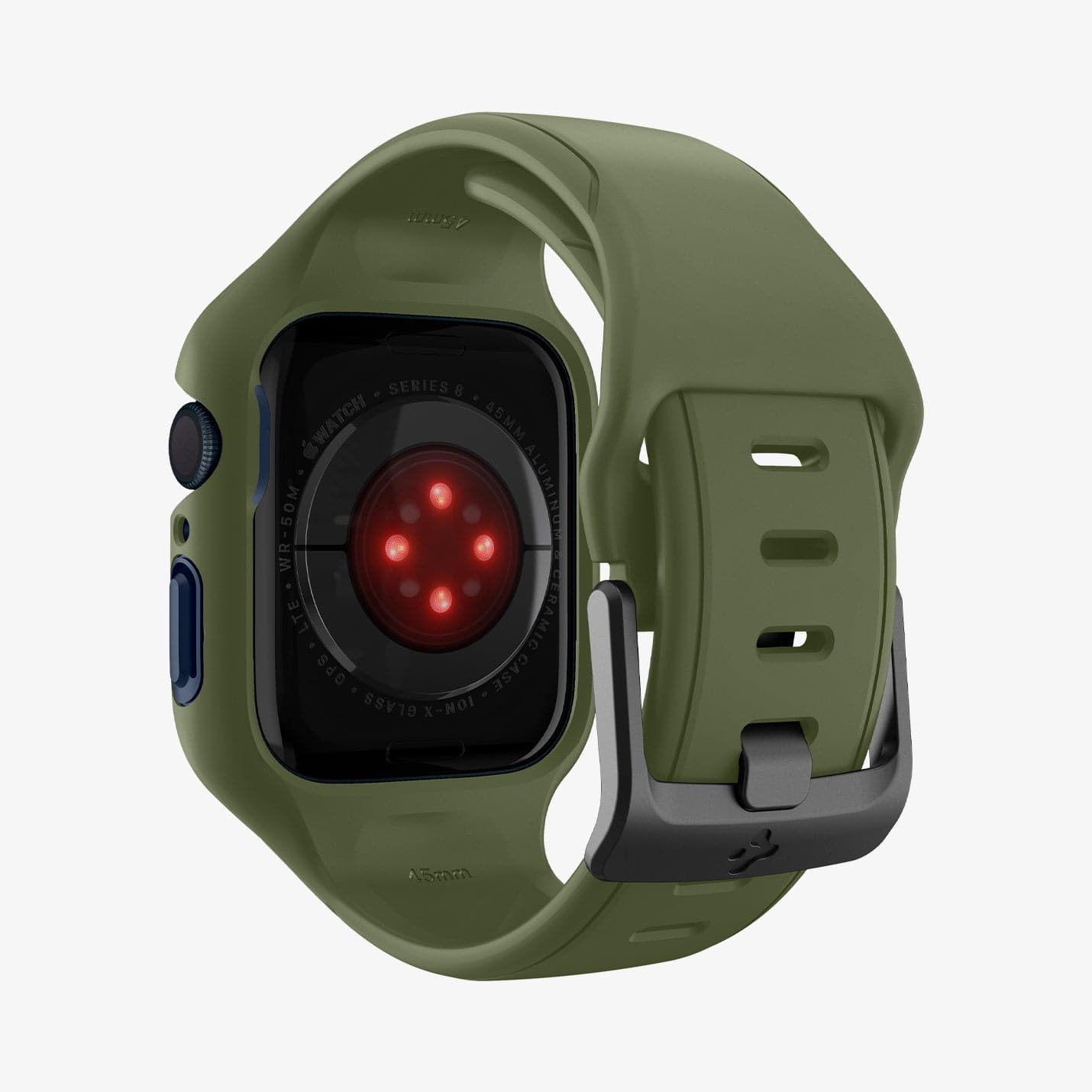 ACS04408 - Apple Watch Series (45mm) Case Liquid Air Pro in moss green showing the back