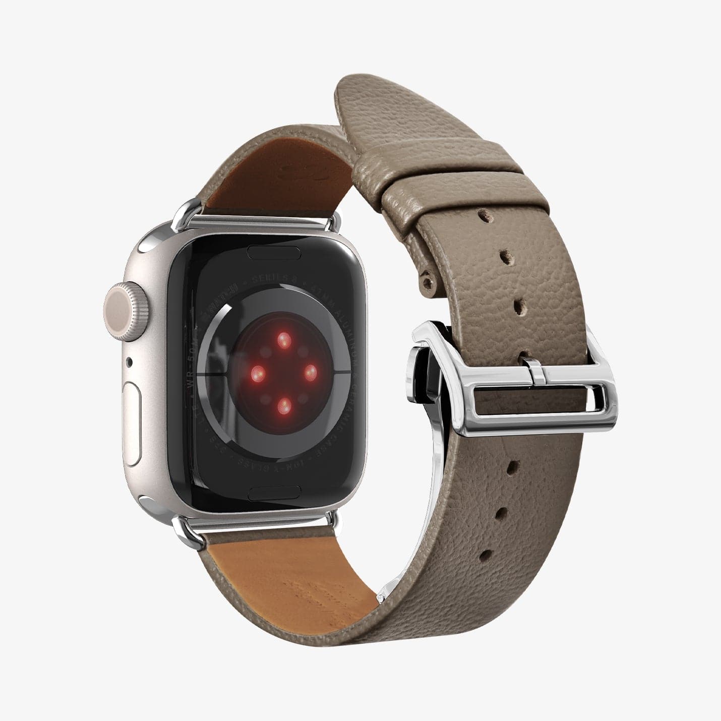 AMP06930 - Apple Watch (41mm)/Apple Watch (38mm) in etoupe showing the back and inside of band