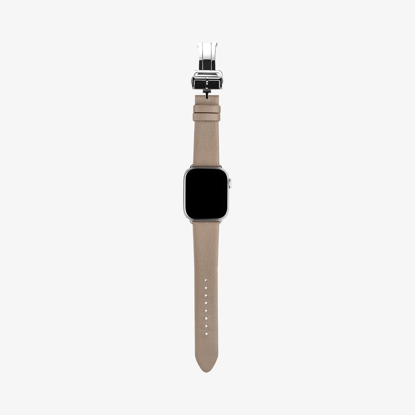 AMP06930 - Apple Watch (41mm)/Apple Watch (38mm) in etoupe showing the front with watch band laid out flat
