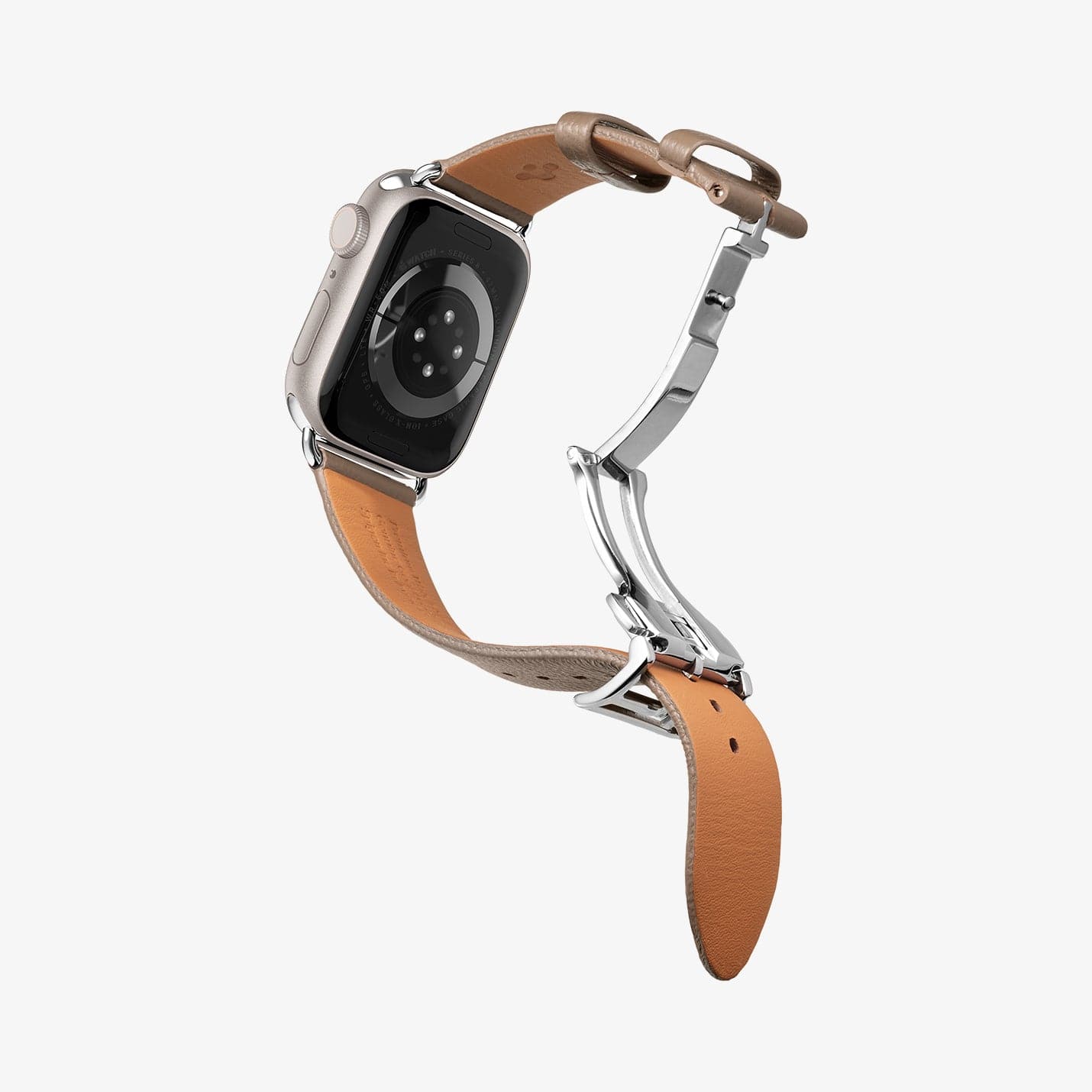 AMP06930 - Apple Watch (41mm)/Apple Watch (38mm) in etoupe showing the back with watch band open