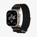 AMP05981 - Apple Watch (45mm) DuraPro Flex Ultra in Black showing the front of watch face detached from the strap of the band showing inner side and bottom
