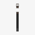 AMP05981 - Apple Watch (45mm) DuraPro Flex Ultra in Black showing the sides of the watch band lay out flat