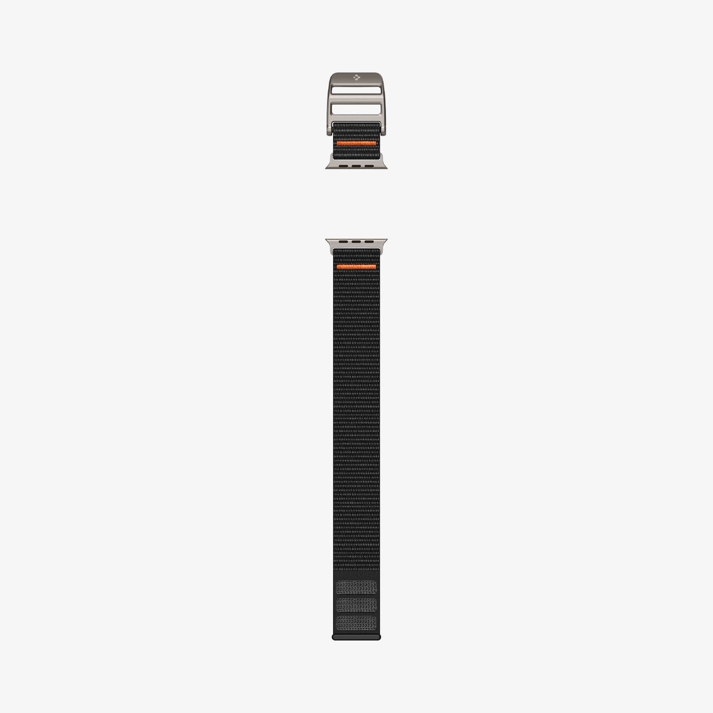 AMP05981 - Apple Watch (45mm) DuraPro Flex Ultra in Black showing the sides of the watch band lay out flat