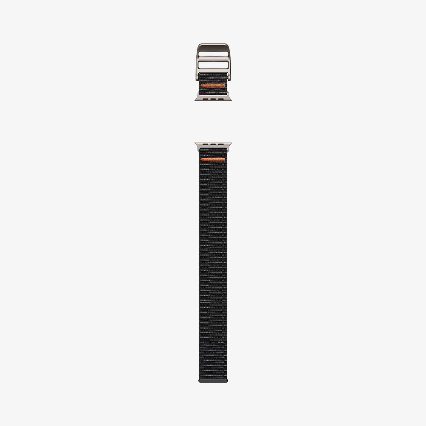 AMP05981 - Apple Watch (45mm) DuraPro Flex Ultra in Black showing the sides of the watch band lay out flat