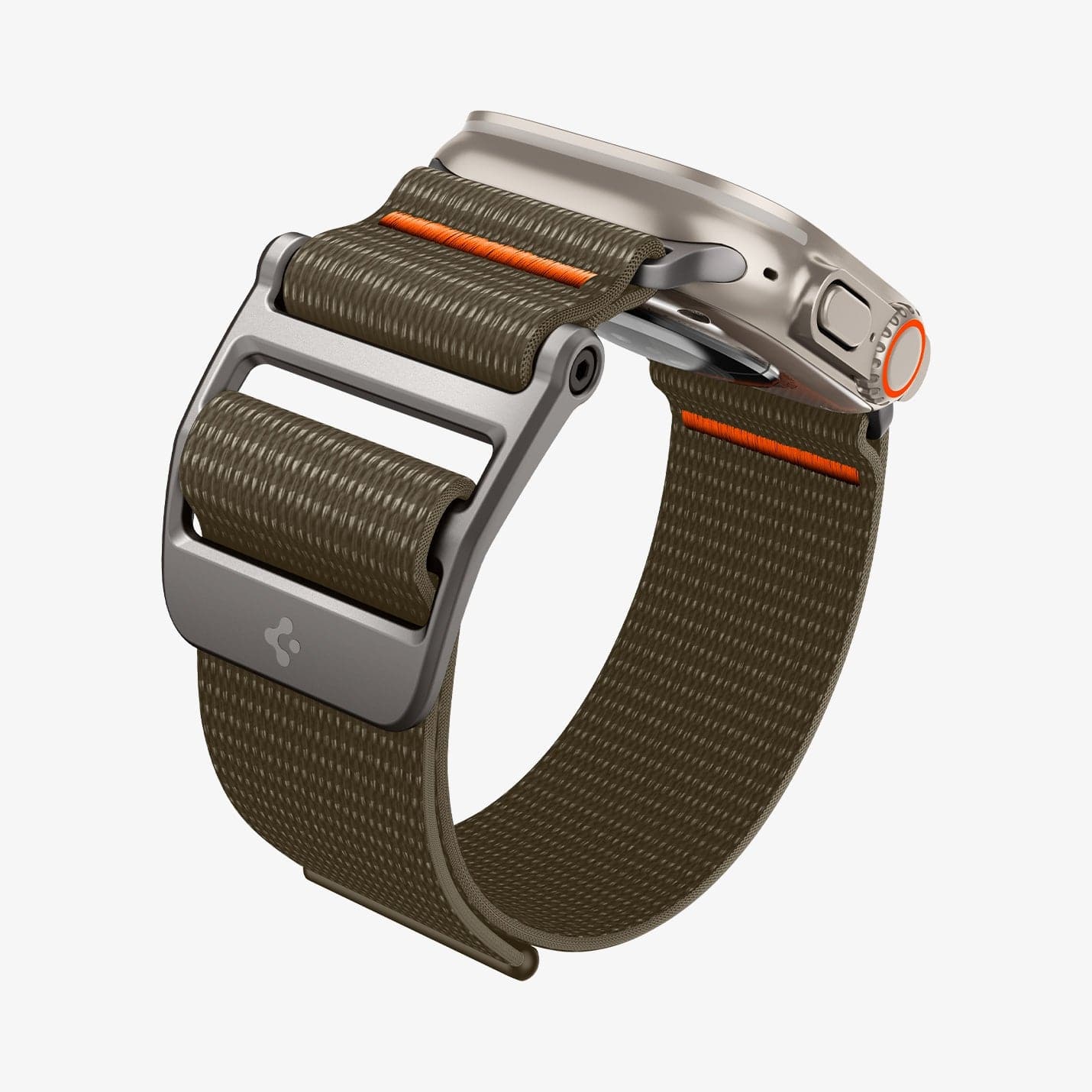 AMP05982 - Apple Watch (49mm) DuraPro Flex Ultra in Khaki showing the sides and partial inner side of the band