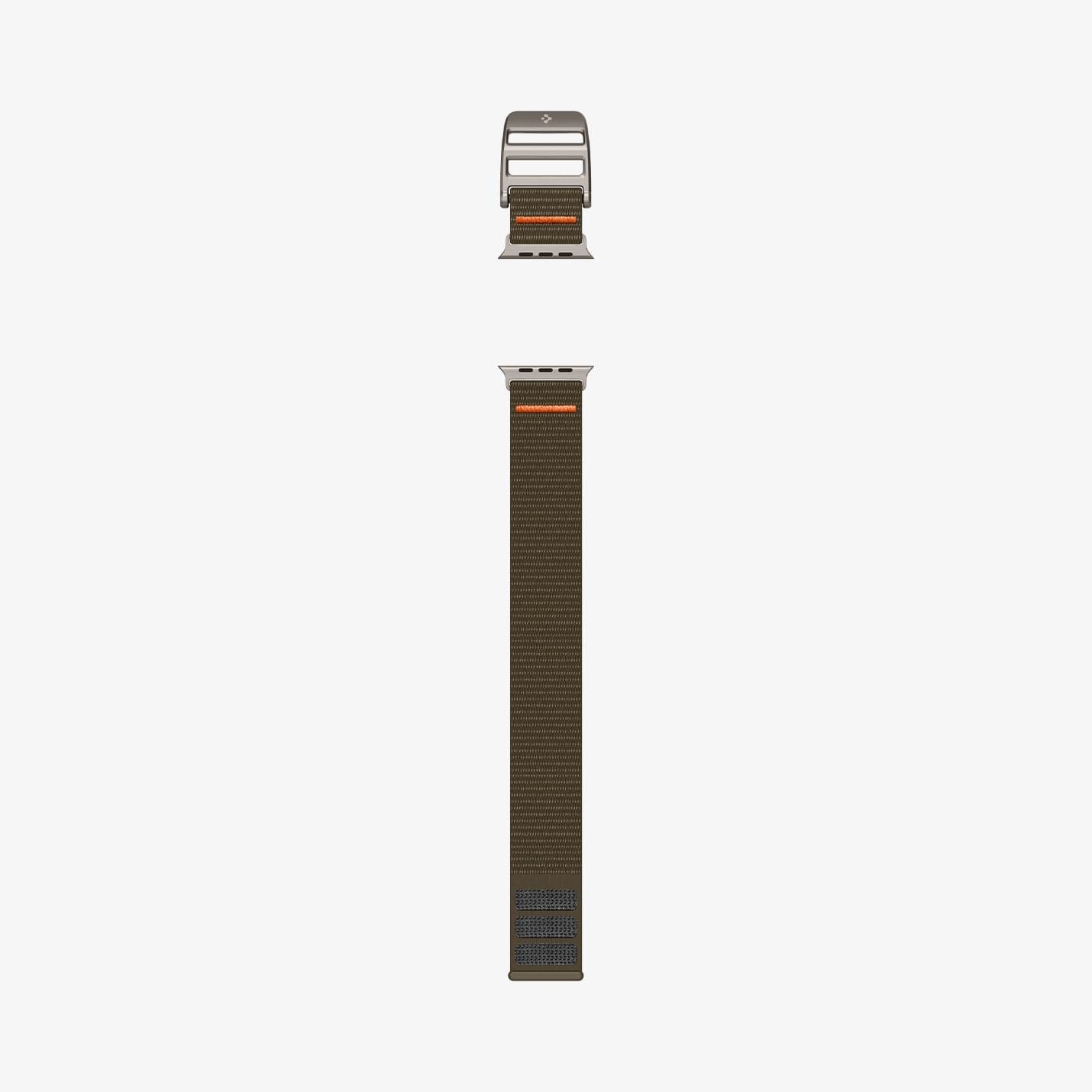 AMP05982 - Apple Watch (49mm) DuraPro Flex Ultra in Khaki showing the 2 sides of the strap lay out flat