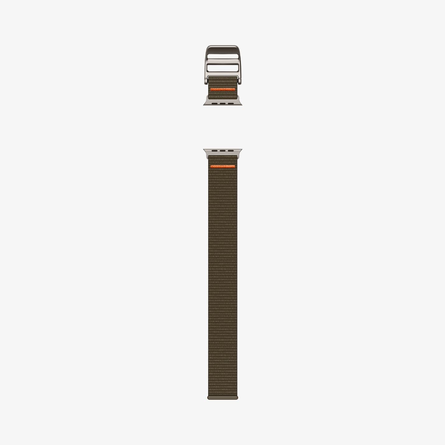 AMP05982 - Apple Watch (49mm) DuraPro Flex Ultra in Khaki showing the 2 sides of the strap lay out flat