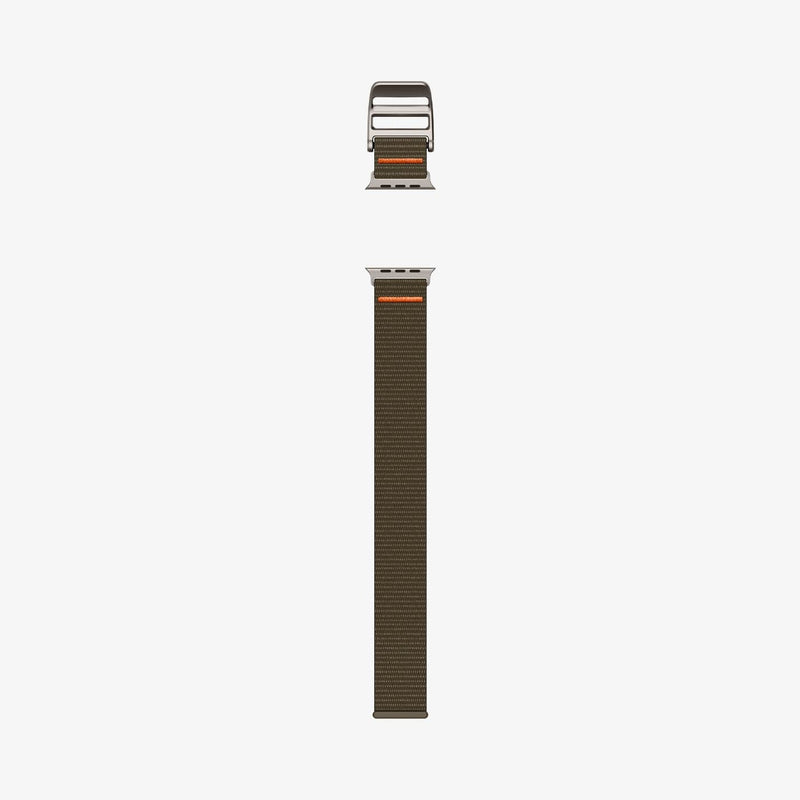 AMP05982 - Apple Watch (49mm) DuraPro Flex Ultra in Khaki showing the 2 sides of the strap lay out flat