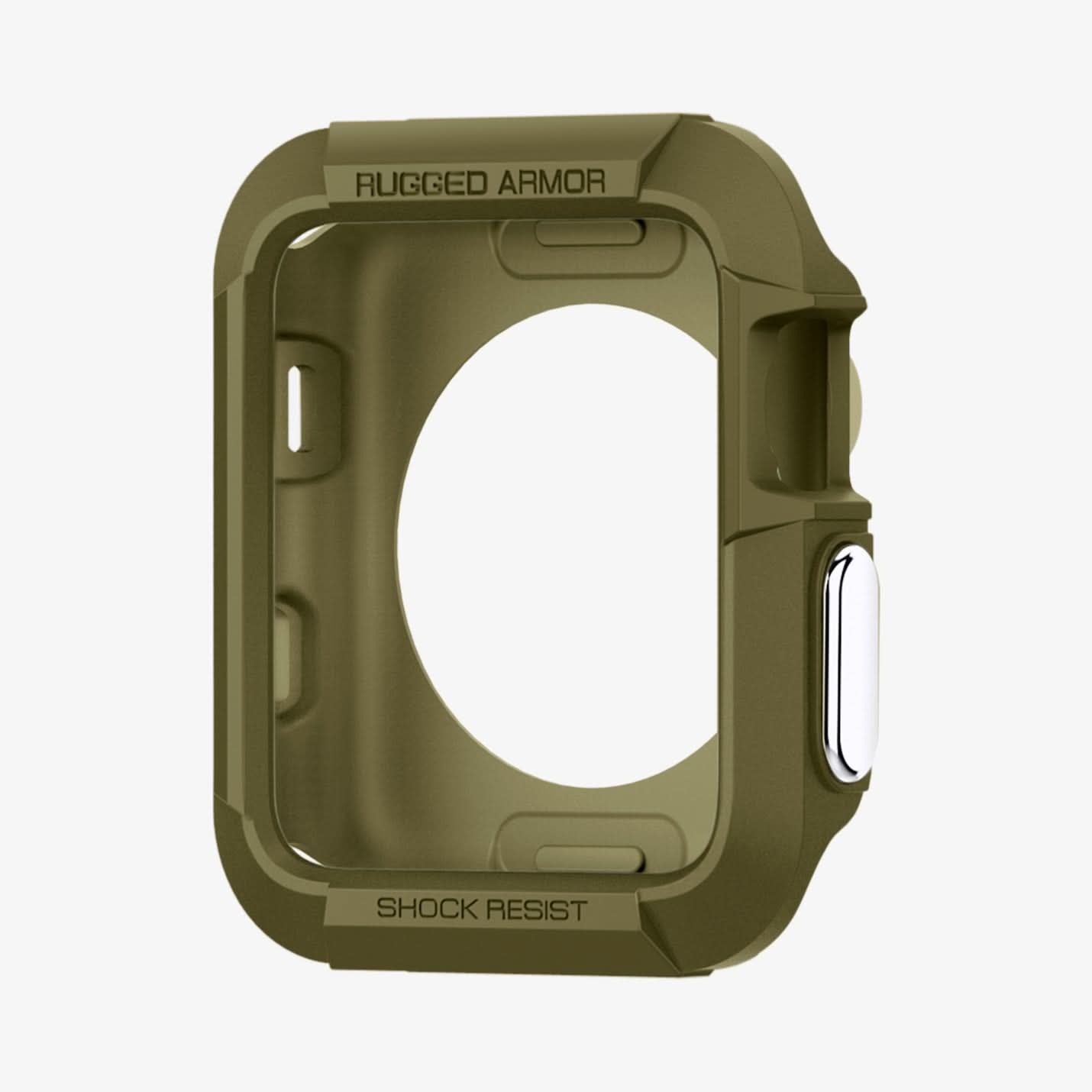 059CS26012 - Apple Watch Series (Apple Watch (42mm)) Case Rugged Armor in olive green showing the inside and side of case