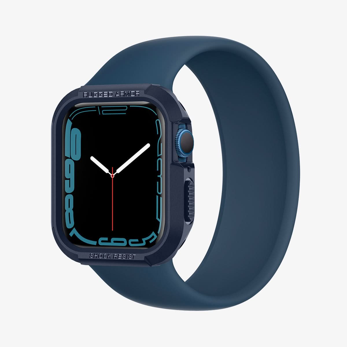 ACS02227 - Apple Watch Series (Apple Watch (41mm)) Case Rugged Armor in navy blue showing the front and inside of band