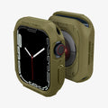 061CS26014 - Apple Watch Series (Apple Watch (41mm)) Case Rugged Armor in olive green showing the front, back and sides