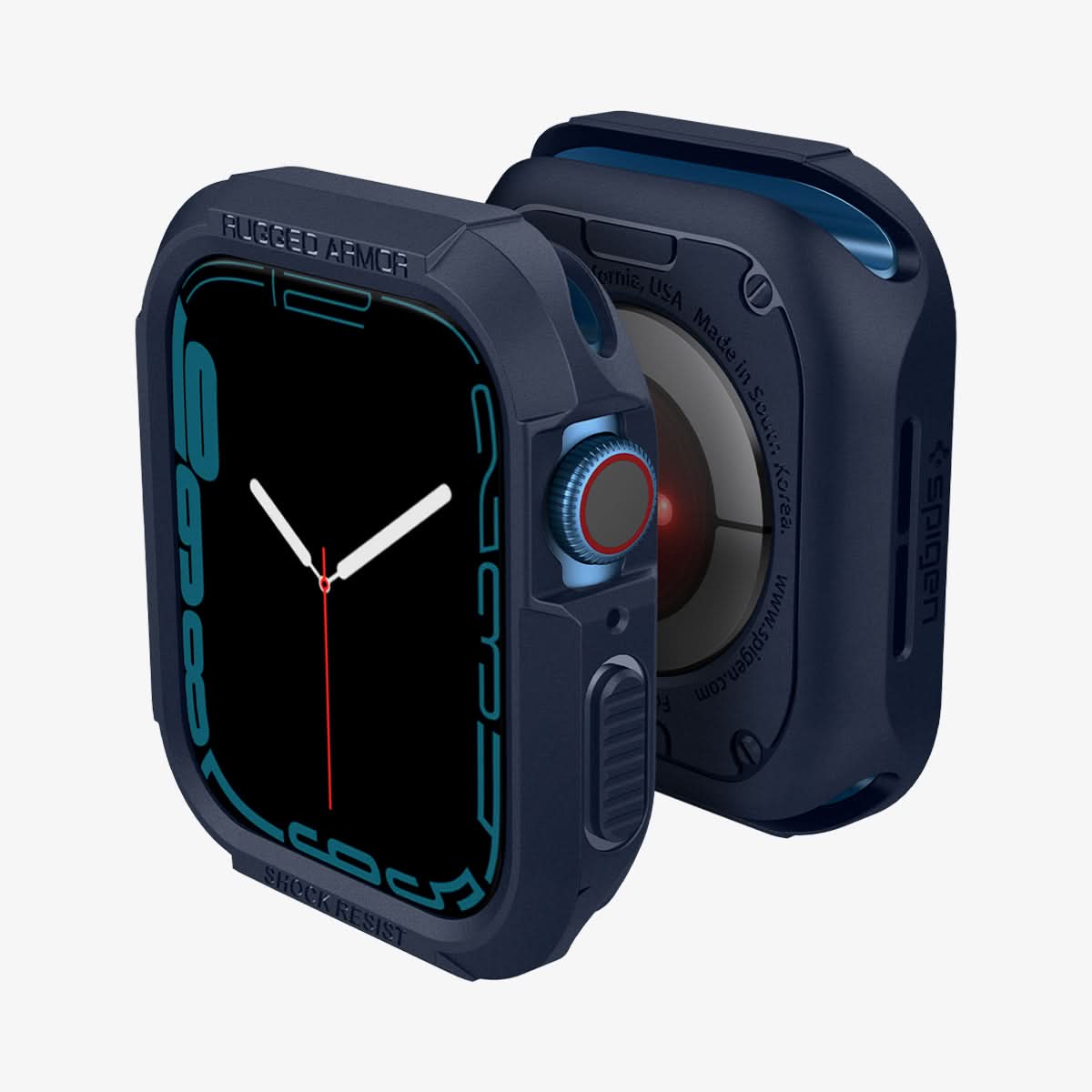 ACS02227 - Apple Watch Series (Apple Watch (41mm)) Case Rugged Armor in navy blue showing the front, back and sides