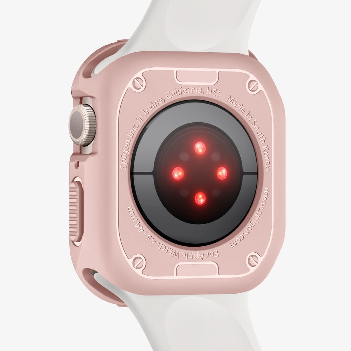 062CS24470 - Apple Watch Series (Apple Watch (45mm)) Case Rugged Armor in rose gold showing the back installed on watch